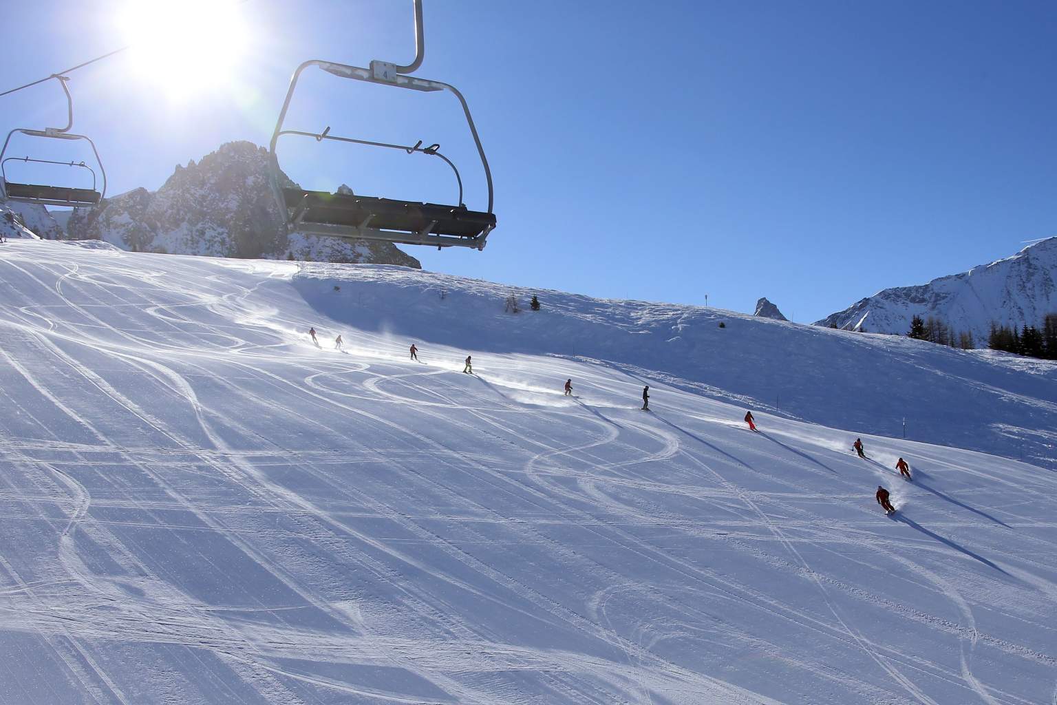 Piste de ski près de l'Hôtel l'Alpin à Landy en Savoie proche du Domaine des Arcs